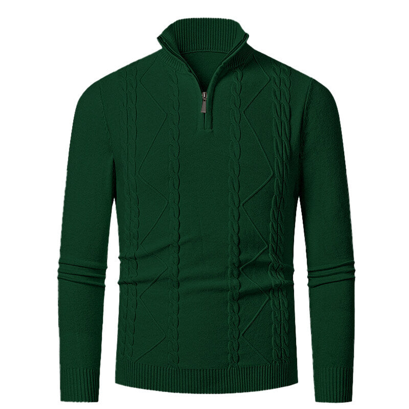Knitted pullover for men with high collar and cable pattern Lune London