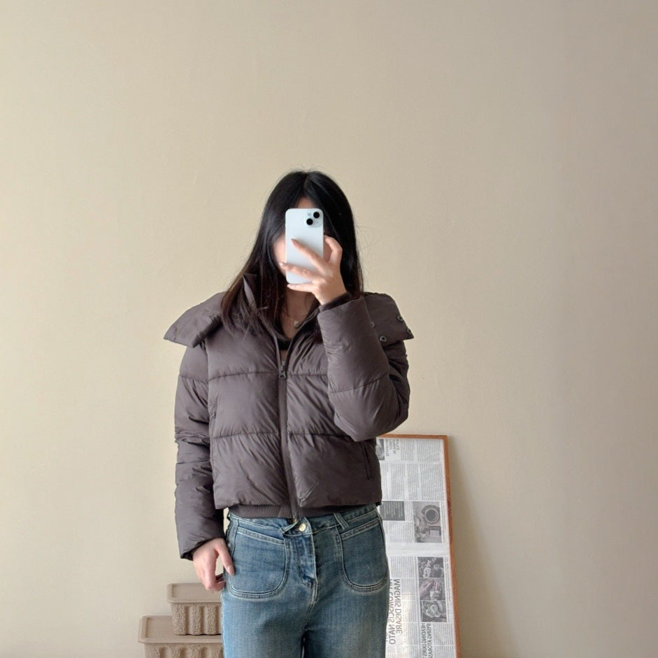 Ladies Short Quilted Cropped Jacket with Wide Lapel Amarae