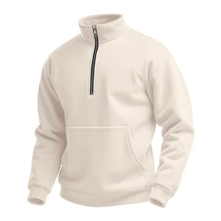 Men's fleece sweater with short zip and front pocket Lune London