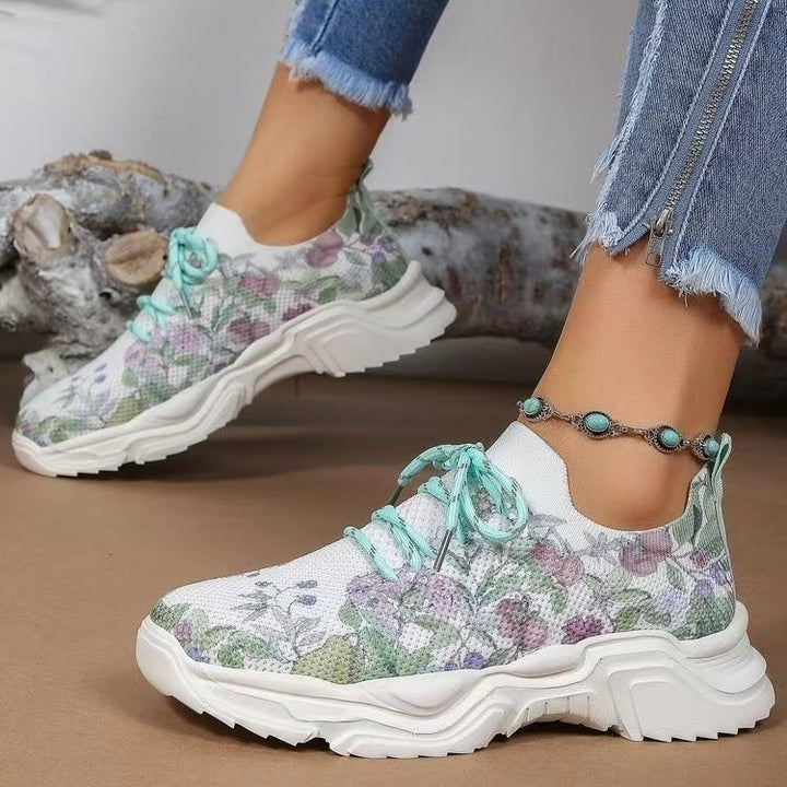 Trendy women's sneakers with floral design and cushioned sole Lune London