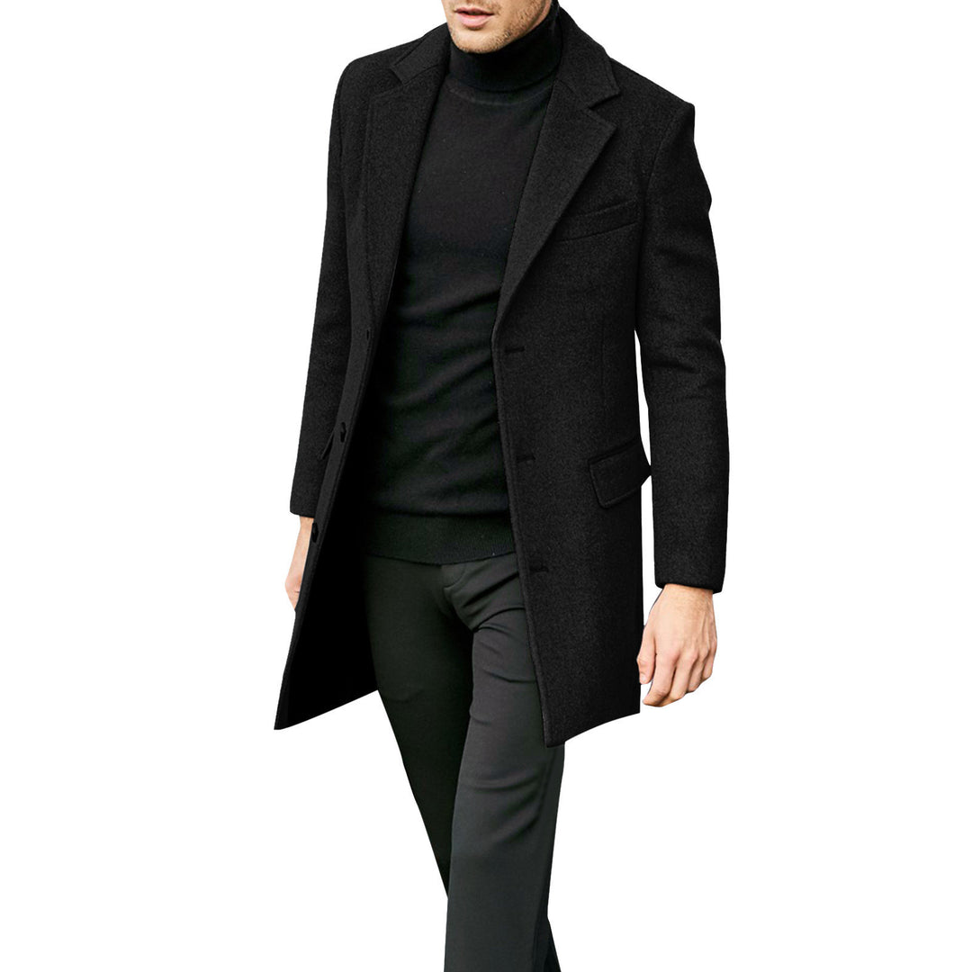 Elegant wool coat for men with a classic collar and hidden buttons Amarae