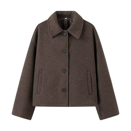 Ladies short wool coat in oversized style with button closure Amarae