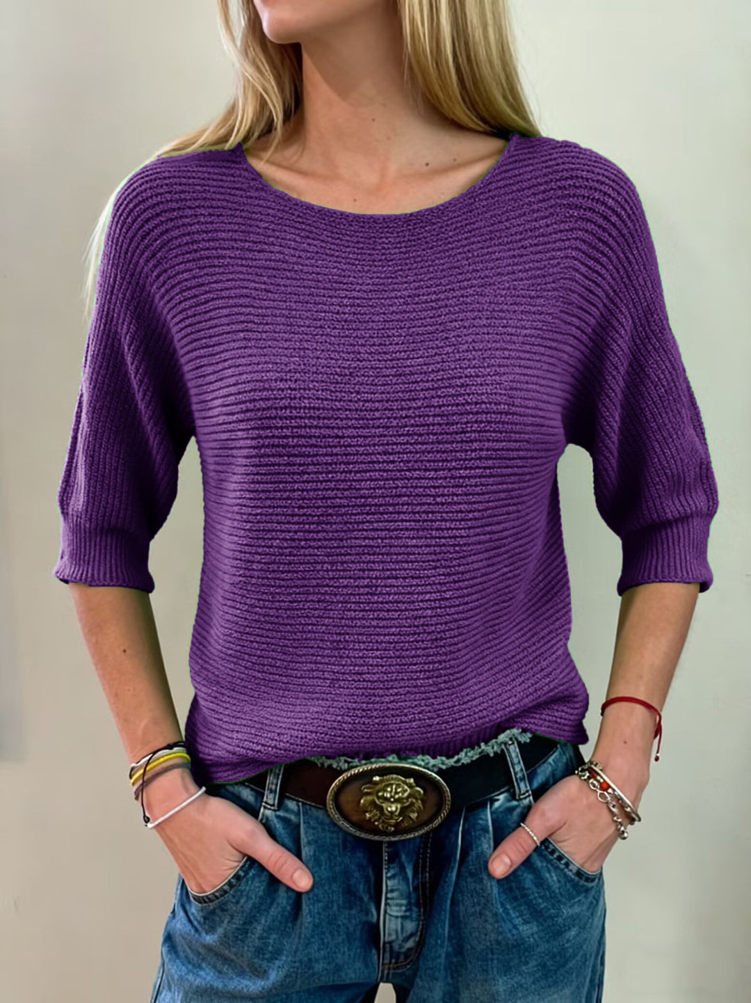 Pull en tricot décontracté pour femmes avec large poignet Chic & Stil