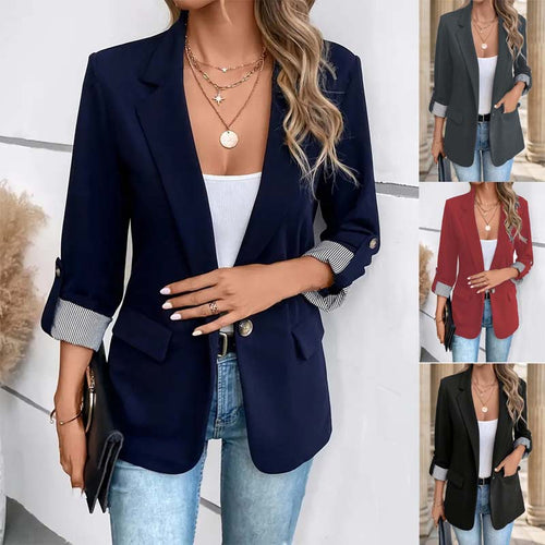 Chic blazer jacket for women with contrasting sleeve details Amarae