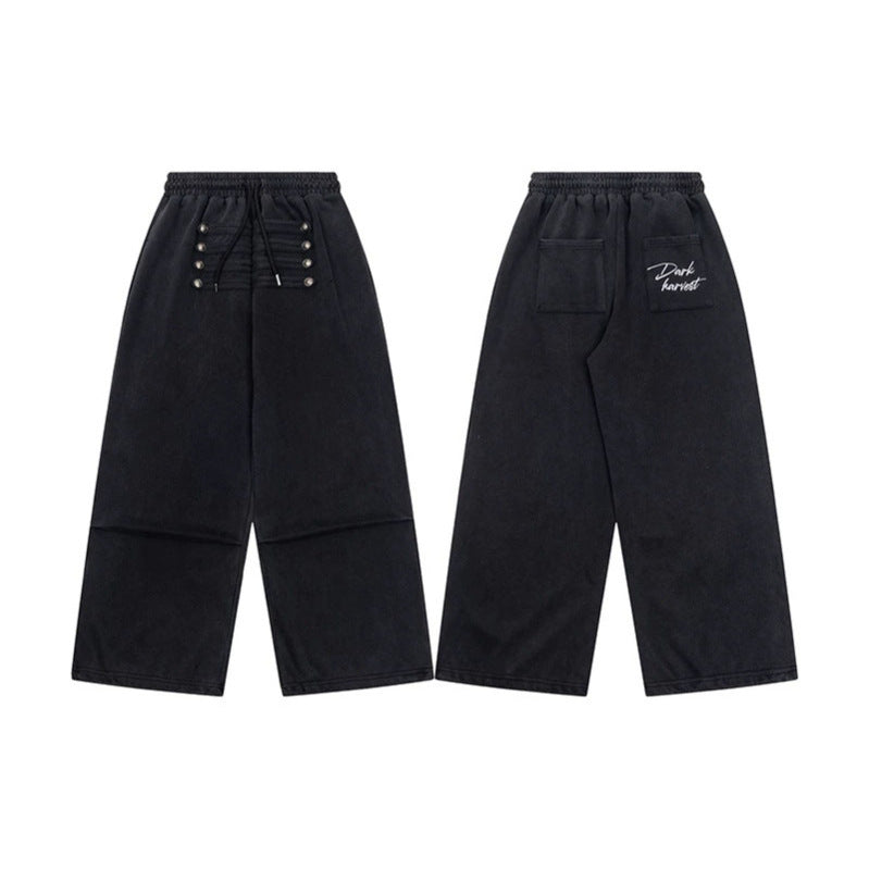 Women's Wide Culotte Pants with High Elastic Waistband, Drawstring, and Decorative Button Placket Amarae