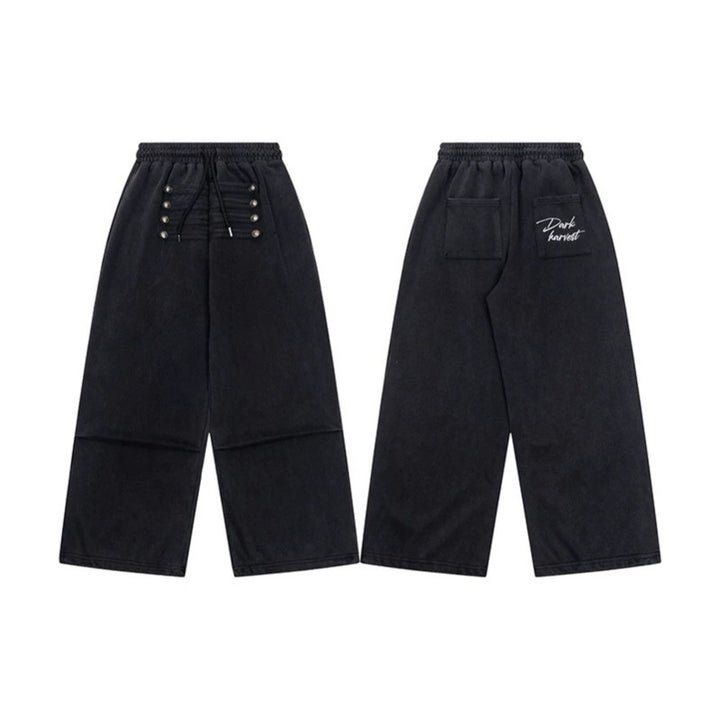 Women's Wide Culotte Pants with High Elastic Waistband, Drawstring, and Decorative Button Placket Amarae