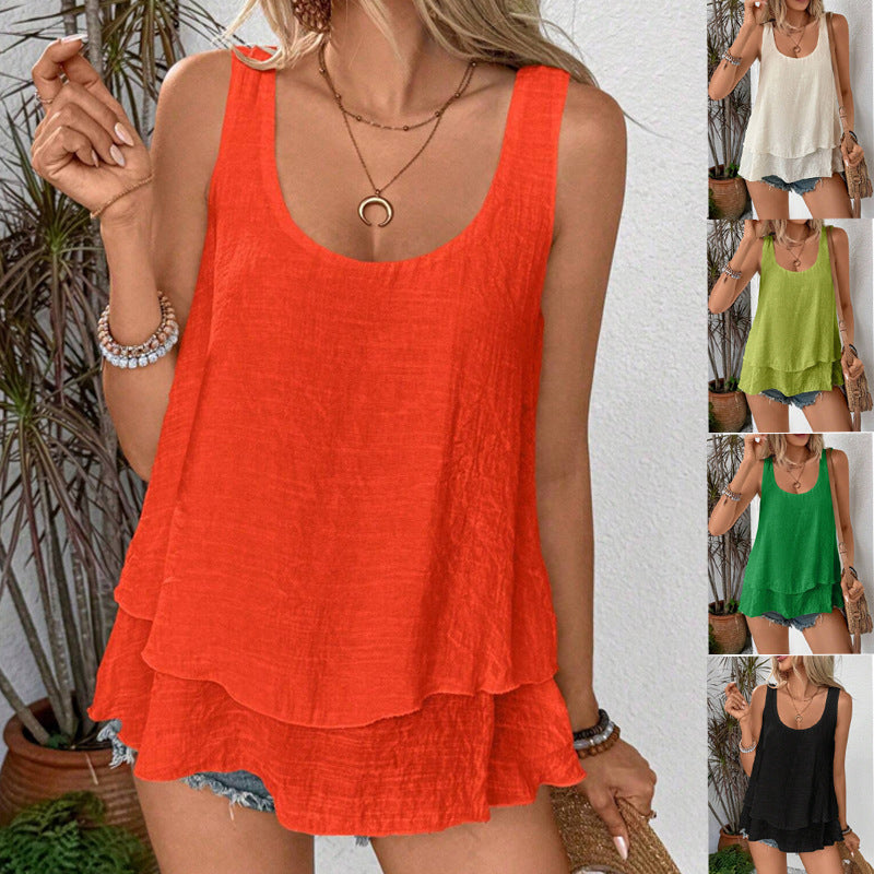 Women's casual linen top with wide neckline Amarae
