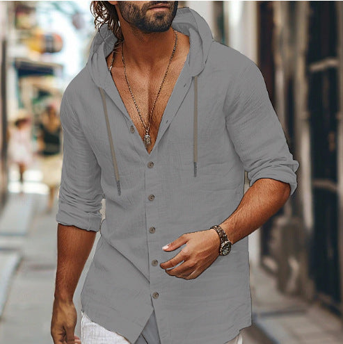 Men's casual hoodie t-shirt with button closure and side pockets Lune London