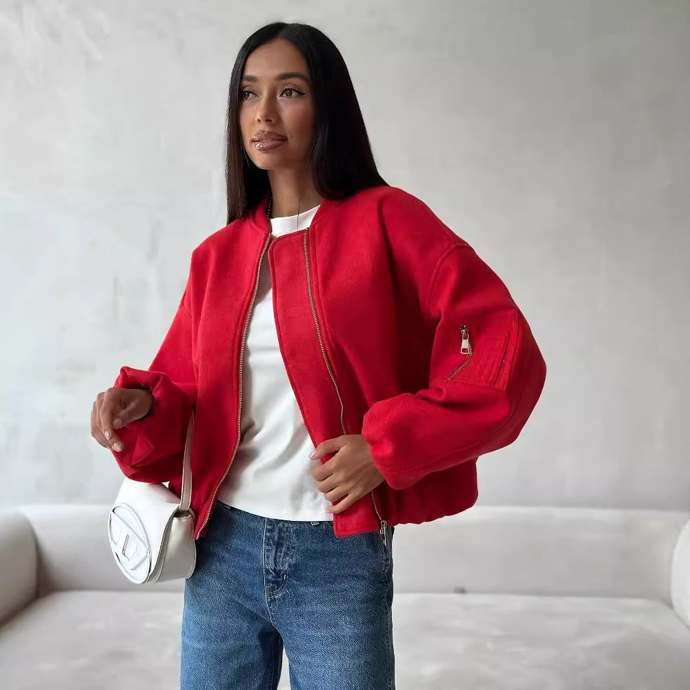 Casual bomber jacket for women with quilted design and practical pockets Lune London