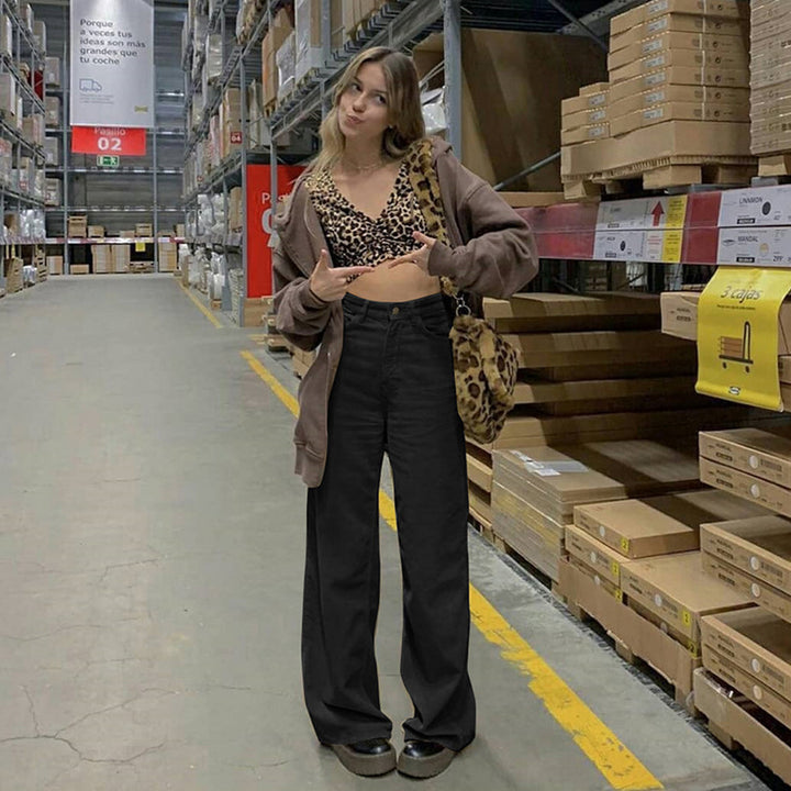 Women's high-waisted wide waistband pants in retro style Amarae