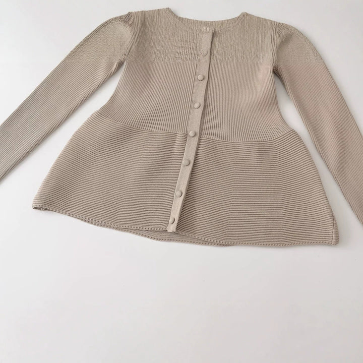Women’s Structured Ribbed Knit Cardigan with Stand-Up Collar and Waist Seam Amarae