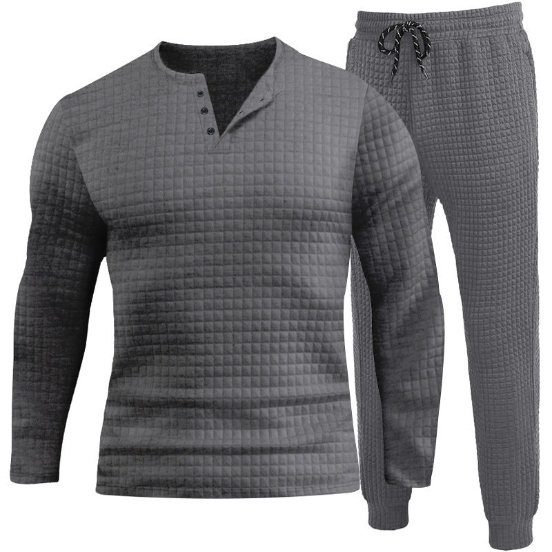 Three-piece set for men with textured long sleeve t-shirt and jogger pants Lune London