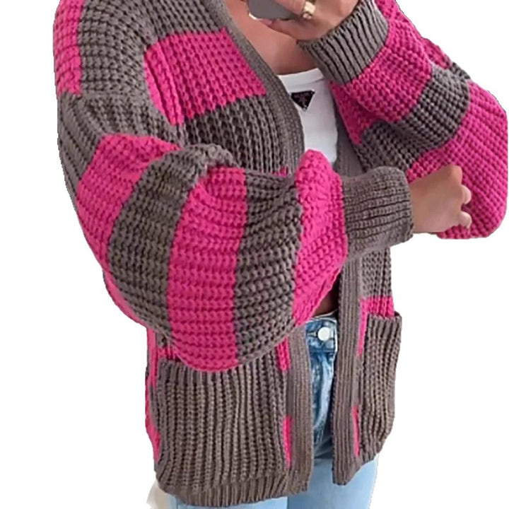 Women's knit jacket with a striking check pattern and a relaxed fit Lune London
