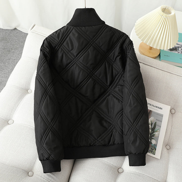 Ladies quilted transition jacket with high collar and elastic cuffs Lune London