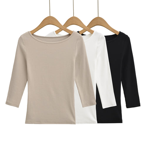 Women long sleeve top with elegant round neck Amarae