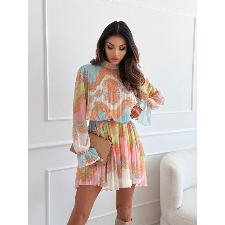 Women Elegant Chic Pleated Mini Dress