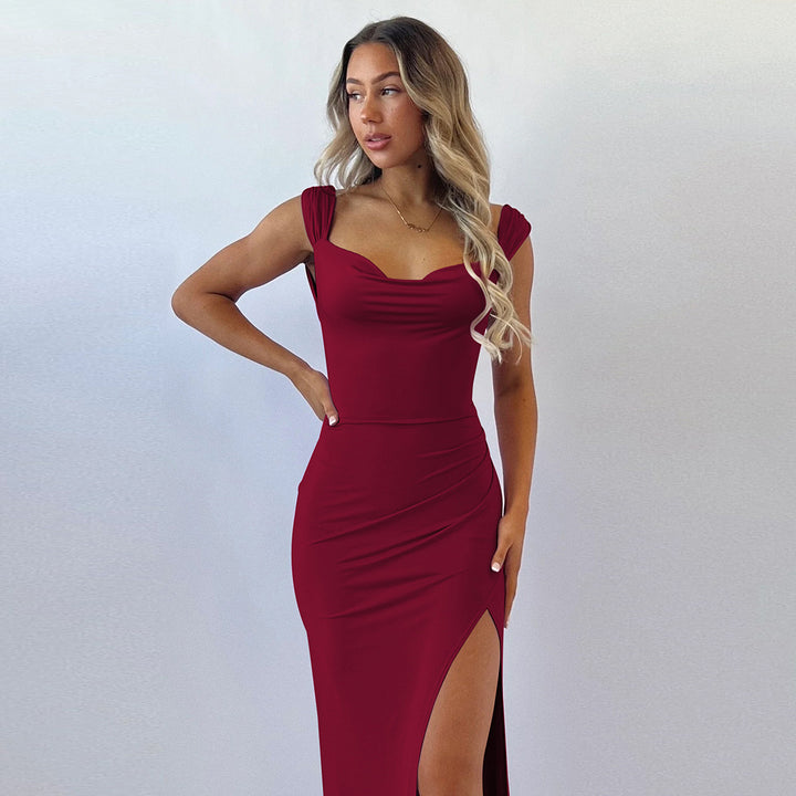 Women's Elegant Wrap Dress with High Slit and Figure-Enhancing Cut Lune London