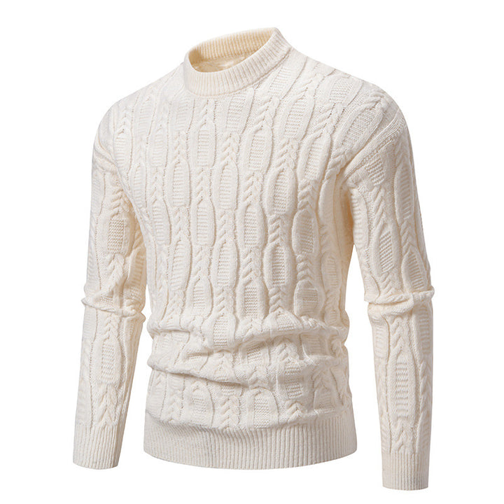 Men's knit sweater with cable design and high collar Lune London