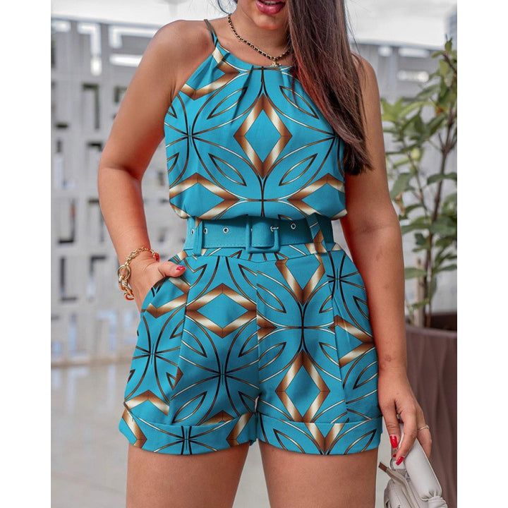 Women's jumpsuit with floral print and adjustable belt Lune London
