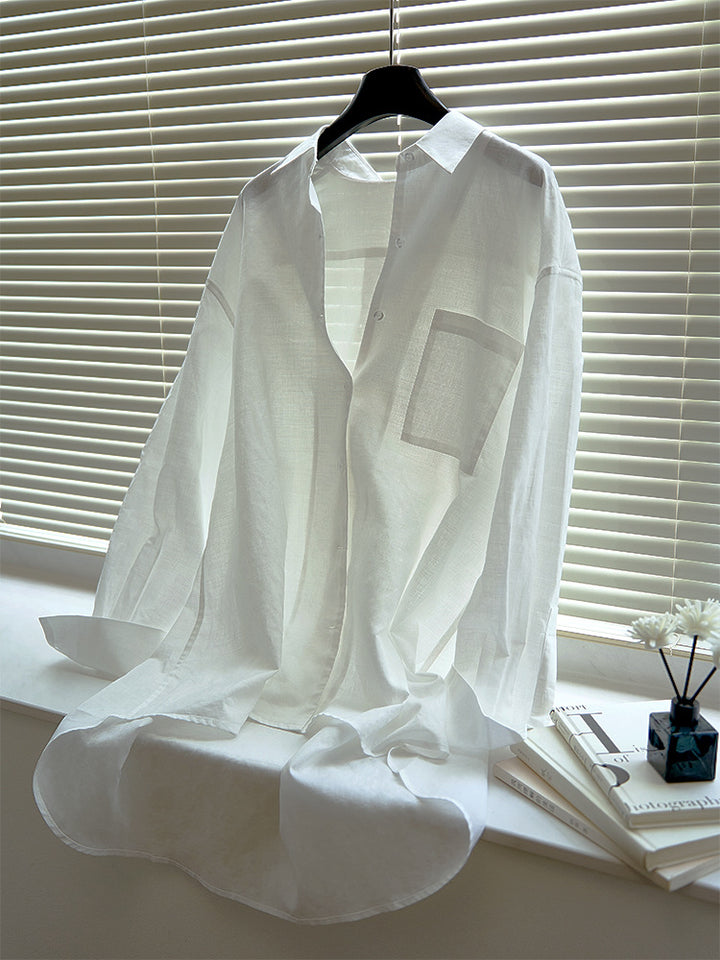 Chemisier léger et aérien pour femmes avec de longues manches et poche poitrine pratique Chic & Stil