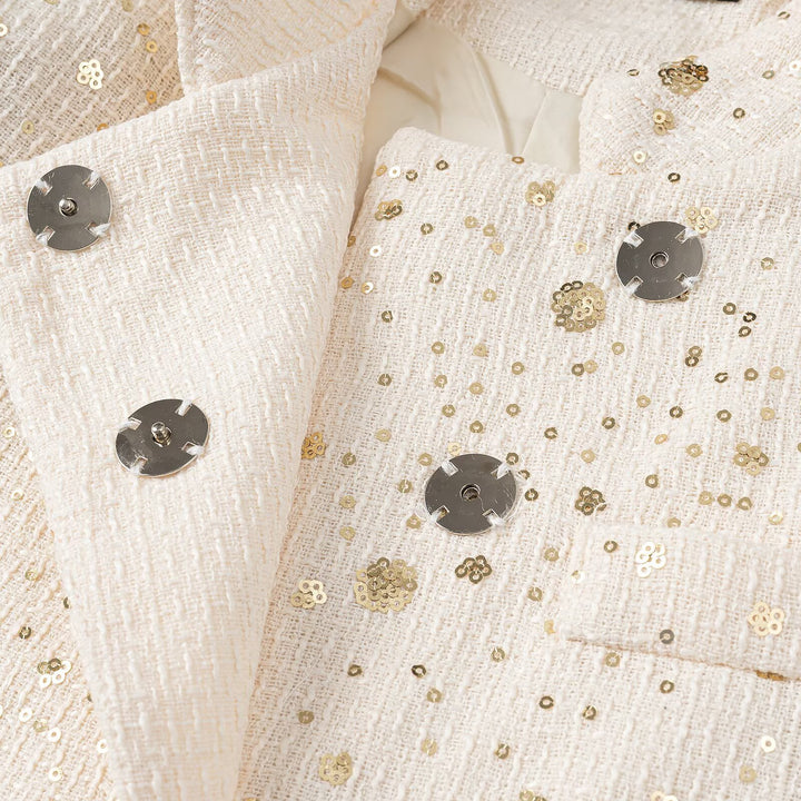 Women's short blazer in bouclé style with stand-up collar and sequin application Amarae