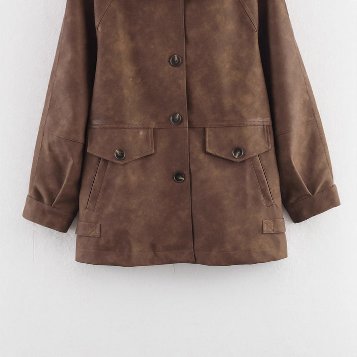 Casual faux leather jacket for women with pockets Lune London