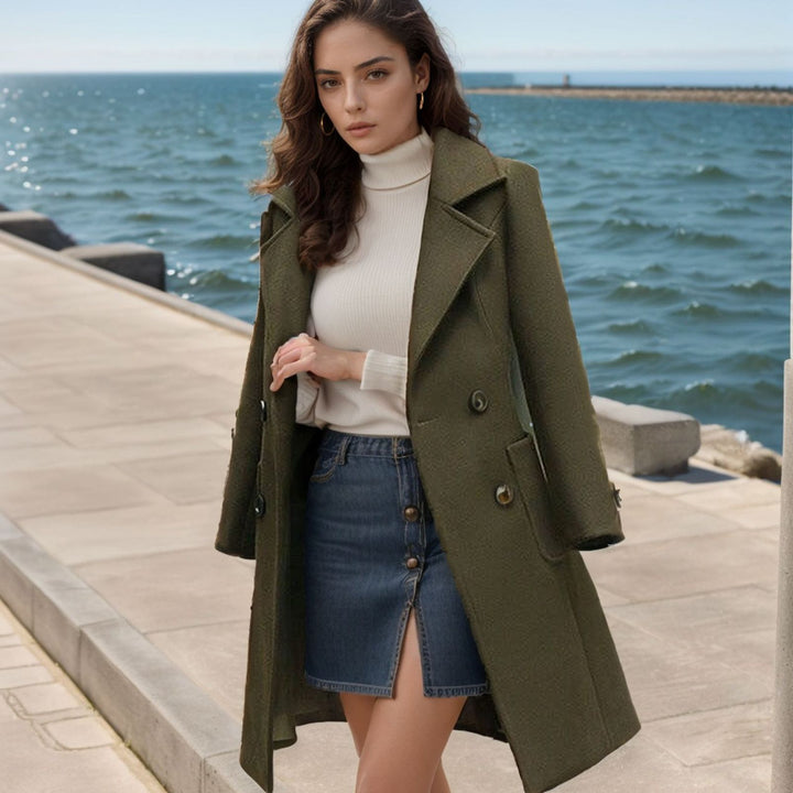 Oversized wool trench coat for women with double-breasted buttons Amarae