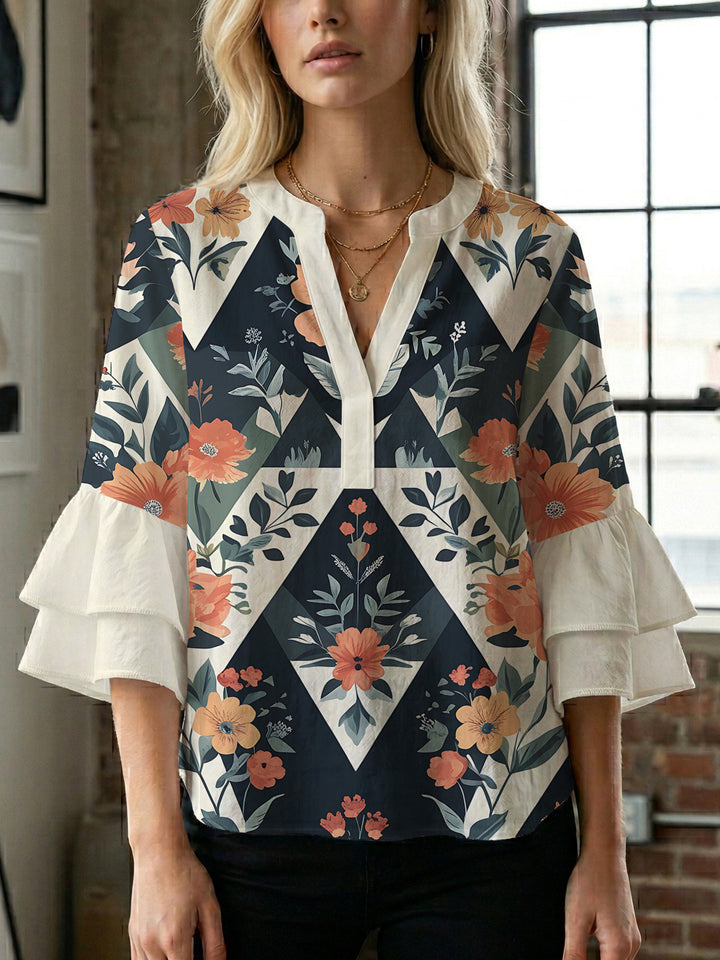 Women's blouse with voluminous ruffled sleeves and modern design Lune London