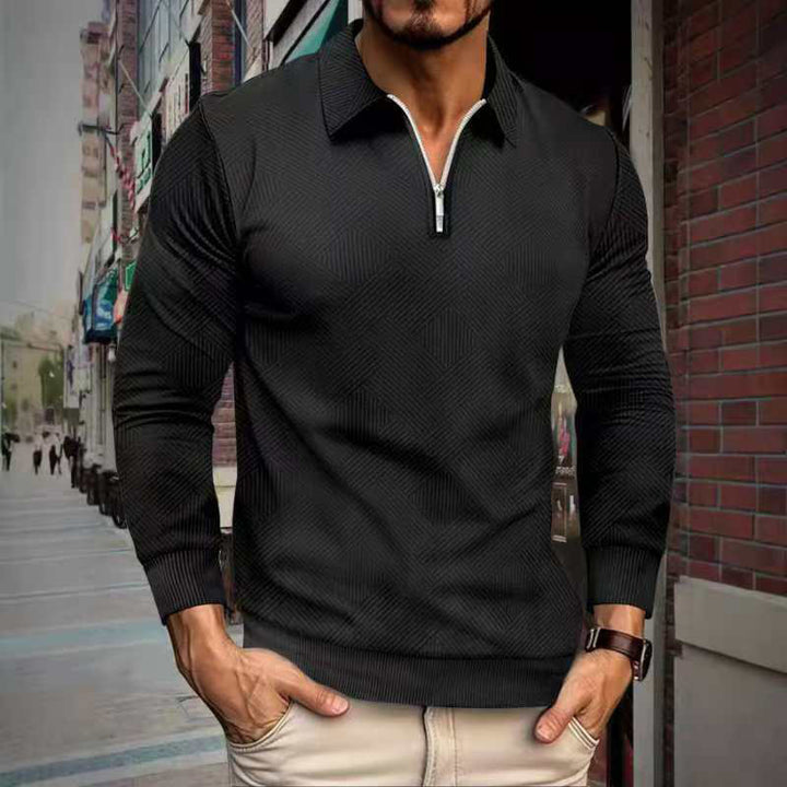 Fleece pullover for men with a high collar and an innovative structured design Lune London