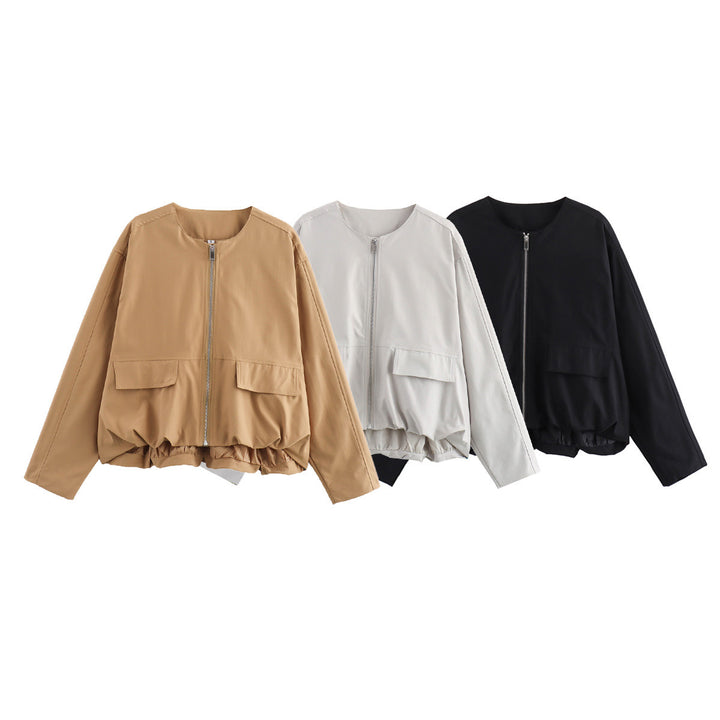 Casual quilted jacket for women with practical patch pockets and elastic waistband Lune London