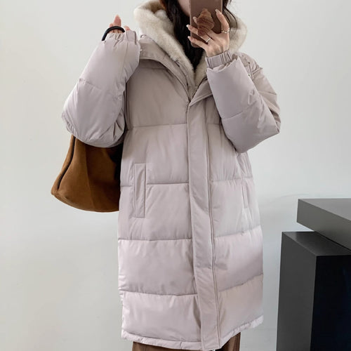 Ladies elegant winter padded parka with faux fur collar and practical pockets Amarae
