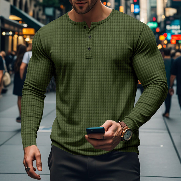 Men's long sleeve shirt with textured design and elegant button placket Chic and style