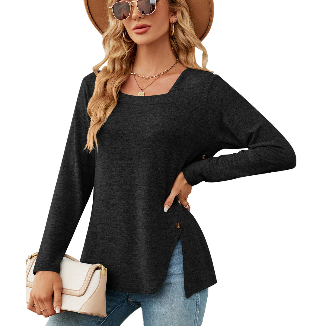 Casual long sleeve top for women with asymmetrical hem Lune London
