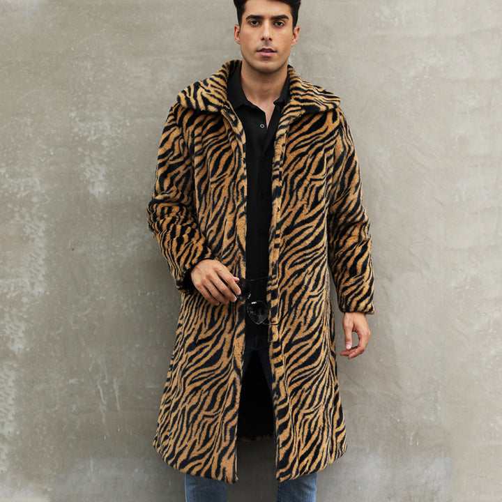 Men's tiger stripe faux fur coat Lune London