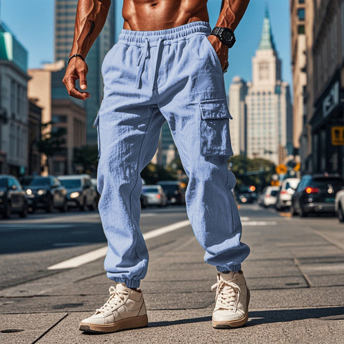Men's cargo pants with elastic waist and practical side pockets Amarae