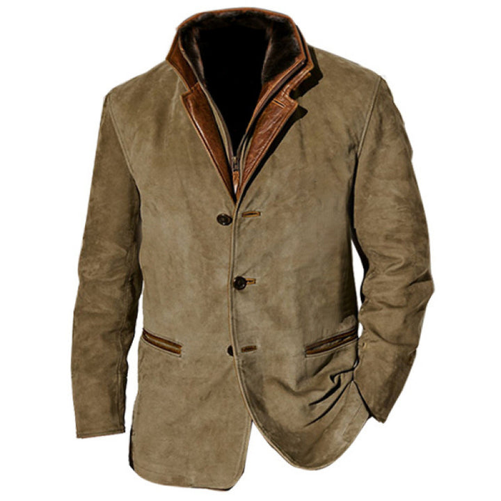 Men's suede blazer with removable leather inner vest Amarae