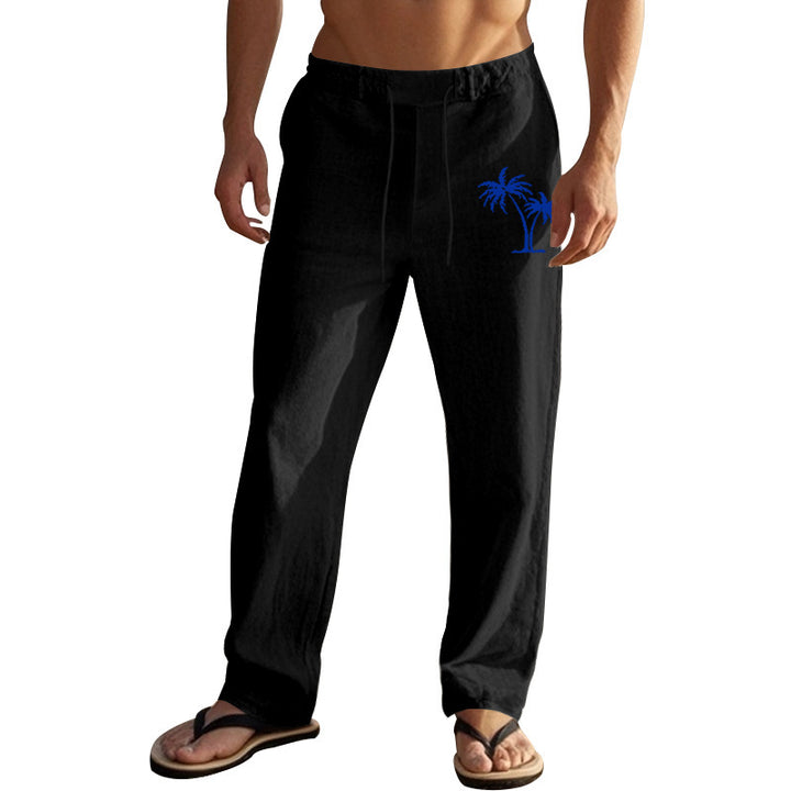 Casual pants for men with elastic waist and contrasting palm print Lune London