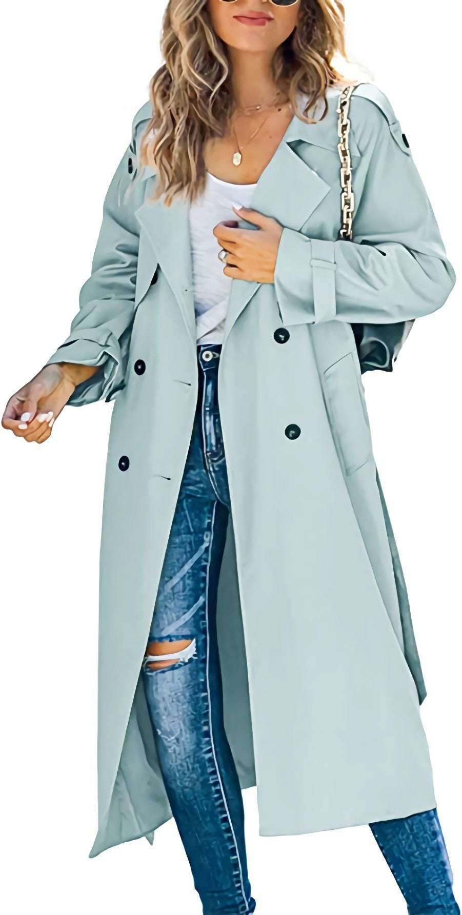 Lune London double-breasted modular trench coat for women