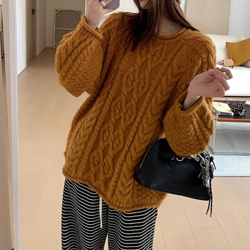 Women chunky knit sweater with relaxed fit and generous sleeves Amarae