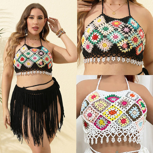 Ladies Top Crop Vintage Crochet Amarae
