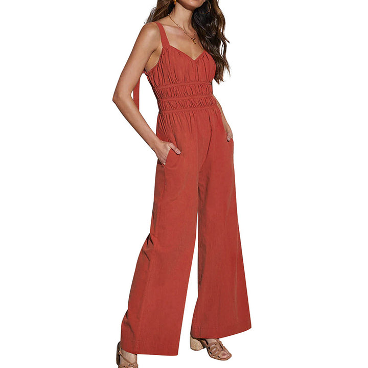 Ladies custom wide leg jumpsuit with elastic waist Lune London