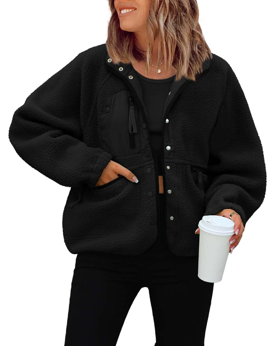 Ladies cozy fleece jacket with practical pockets Lune London