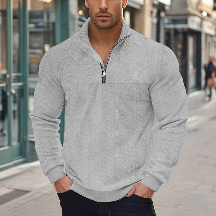 Fleece sweater for men with high collar and textured design Amarae