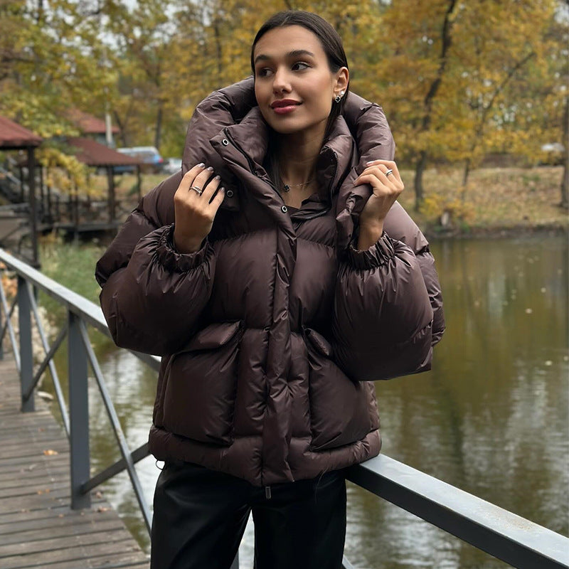 Ladies Quilted Winter Jacket with Oversized Hood Chic Und Stil
