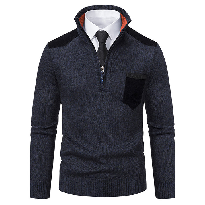 Fashionable men's pullover with short zipper and elegant details Lune London