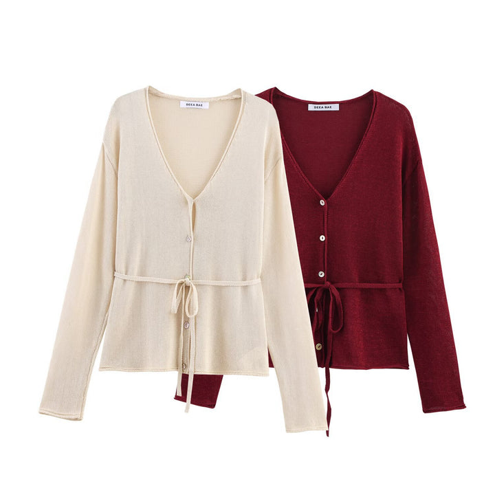Ladies stylish cardigan with drawstring Lune London