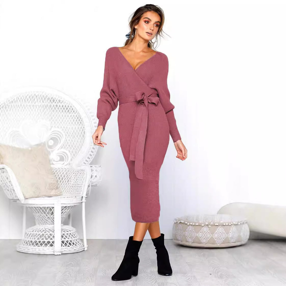 Elegant wrap dresses for women with a deep V-neckline and chic waist belt.