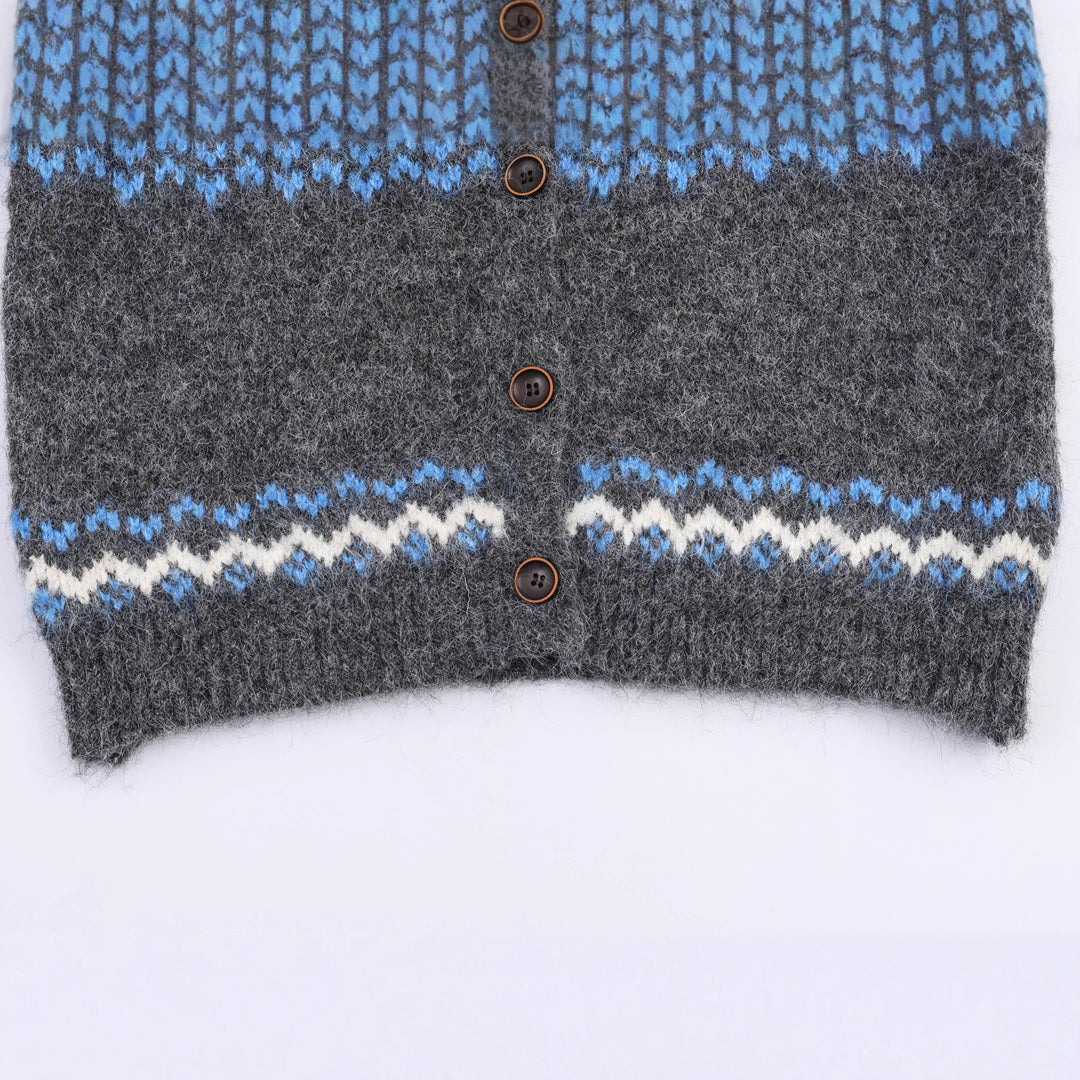 Women's knit cardigan with Norwegian pattern and high roll neck Amarae