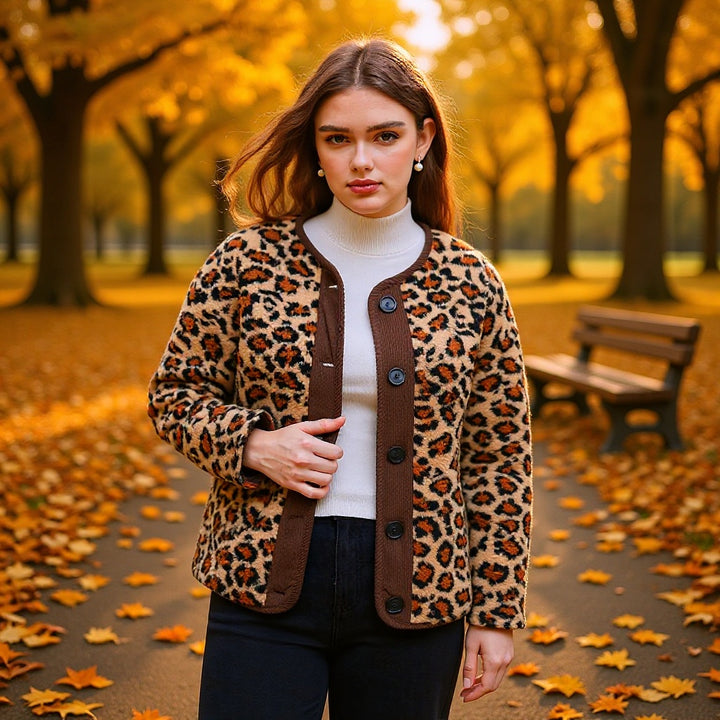 Veste à motif léopard isolée thermique pour femme Chic & Stil