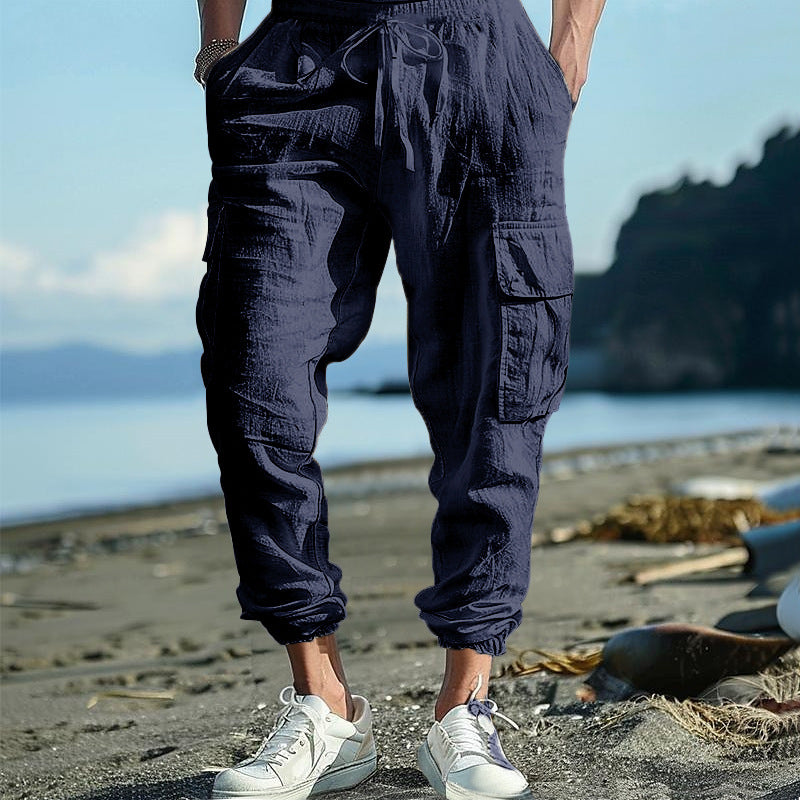 Casual cargo pants for men with elastic waistband and practical pockets Lune London